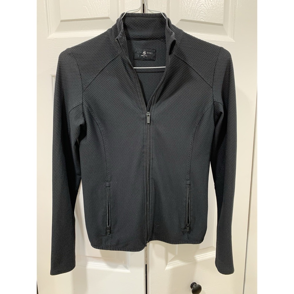 Lou And Grey Zip Up Jacket Black Mesh, Size S, Zip Sleeves And 3 Pockets